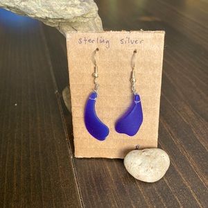 Beach glass ear rings